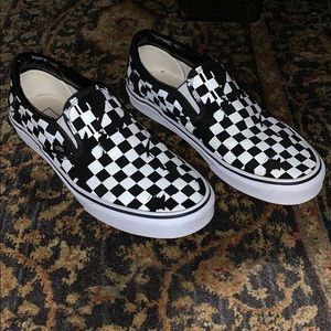 Vans “Painted” Checkered Slip Ons